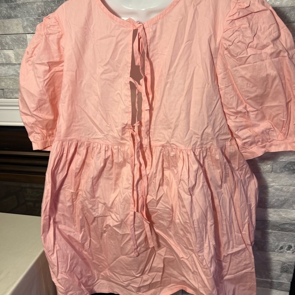 Cute Pink Puff Sleeve Mini Dress – No Size Tag (See Measurements) - Picture 3 of 4